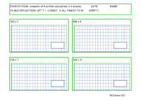  Multiplication Set T 3 digit number x all tables TO 10