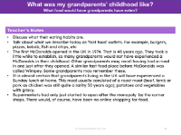 What food would our grandparents have eaten? - Teacher notes