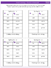 Spelling - Home learning - Sound er (stressed)
