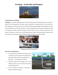 Fracking and Its Dangers - Reading with Comprehension Questions