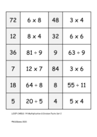 Multiplication and Division Facts Set 2