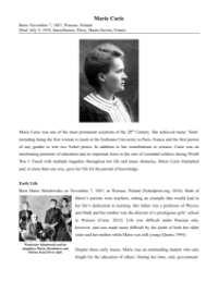 Marie Curie - Reading with Comprehension Questions