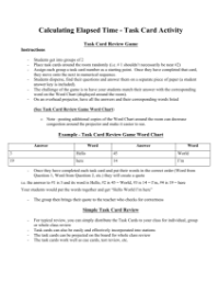 Calculating Elapsed Time - Task Cards Activity