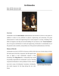 Archimedes - Reading with Comprehension Questions