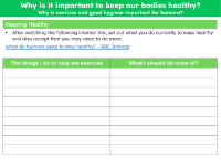 Keeping healthy - Worksheets