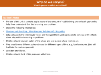 What happens to all of our rubbish? - Teacher's notes