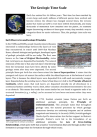 Geologic Time - Reading with Comprehension Questions