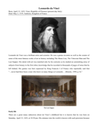 Leonardo da Vinci - Reading with Comprehension Questions