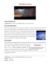 Thunderstorms - Reading with Comprehension Questions