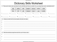 Dictionary Skills Worksheet