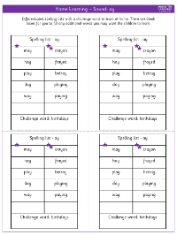 Spelling - Home learning - Sound ay