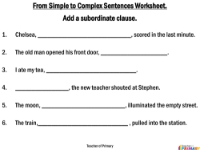 Autobiography - Lesson 4 - From Simple to Complex Sentences Worksheet