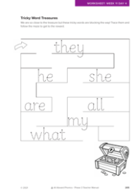 Tricky Word Treasures letter formation  - Worksheet