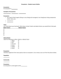 Ecosystems - Student Lesson Outline