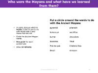 Word sorts - The Maya
