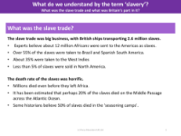 What was the slave trade? - Info Pack - Year 5