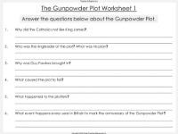 The Gunpowder Plot - Worksheet