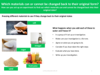 Freezing different materials - Investigation instructions