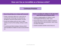 How can I be as incredible as a famous artist? - Continuous Provision