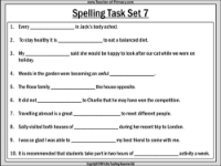 Spellings - Set 7 Worksheet