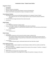 Introduction to Gases - Student Lesson Outline