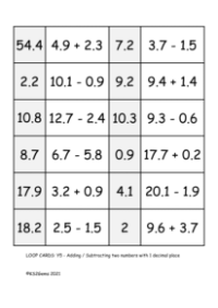 Loop Card Game - Adding and Subtracting two numbers with 1 decimal place