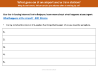 5 things that happen when you travel by aeroplane - Worksheet