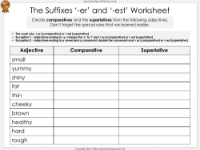 The Suffixes '-er' and 'est' - Worksheet