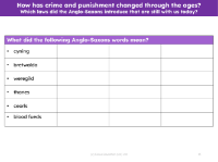 What do these Anglo-Saxon words mean? - vocabulary task - Worksheet