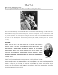 Nikola Tesla - Reading with Comprehension Questions