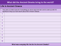 10 things we now know about life in Ancient Greece - Worksheet