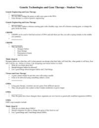 Genetic Technologies and Gene Therapy Introduction - Student Lesson Outline