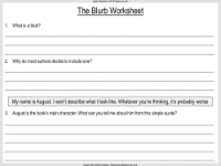 Investigating the Text - The Blurb Worksheet