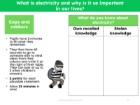 Cops and robbers - What do you know about electricity?