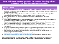 What do we know about Manchester's Roman origins? - Teacher notes