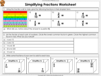 Simplifying Fractions - Worksheet