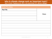 Who is Greta Thunberg and why is she associated with climate change? - Create a Fact File - worksheet