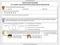 Factors, Multiples, Primes, Squares and Cubes - Worksheet