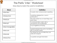 The Prefix 'inter-' - Worksheet