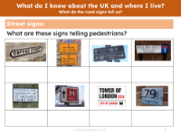 Street signs - Worksheet