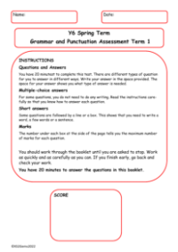 Spring Term Grammar and Assessment Term 1