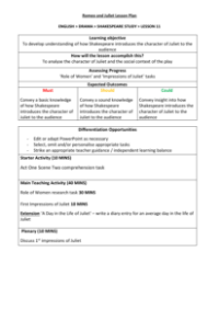 Romeo & Juliet Lesson 3: Writing Up Notes - Lesson Plan