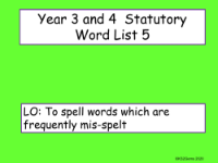 Statutory Spellings List 5 Presentation