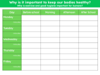 Exercise and hygiene timetable