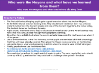 Who were the Mayans and when and where did they live? - Teacher notes