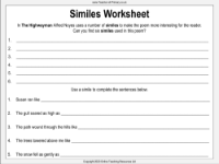 The Highwayman - Lesson 12 - Similes Worksheet