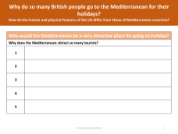 Why does the Mediterranean attract so many tourists? - Worksheet