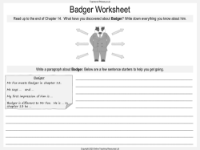 Fantastic Mr Fox - Lesson 8 - Badger Worksheet