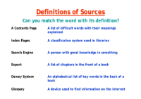 Definitions fo Sources Worksheet