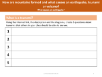Five questions about Tsunamis - Worksheet